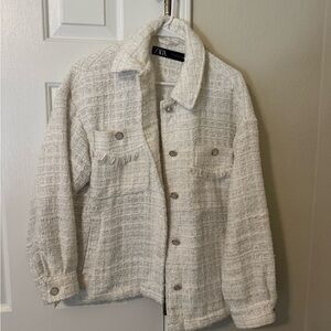 Zara white/cream tweed Textured Jacket
